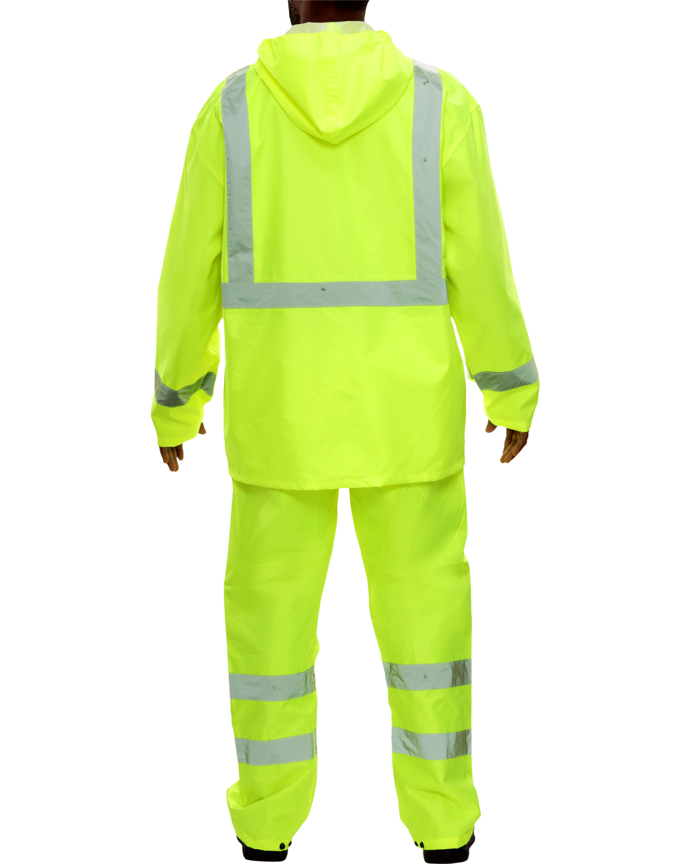 402STLM SAFETY RAINGEAR: HI-VIS RAINSUIT: WATERPROOF HOODED PARKA & PANTS